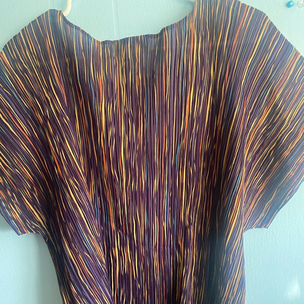 Striped Short-Sleeve Top in Purple and Orange